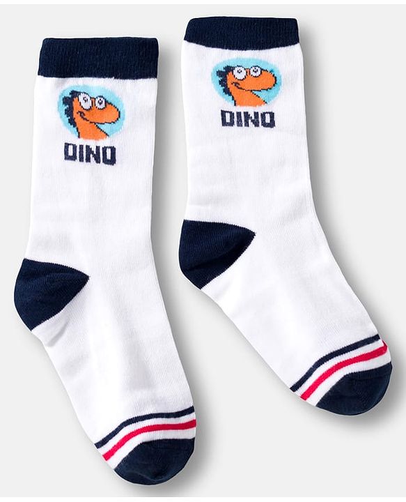 Cute Walk by Babyhug Knit Ankle Length Anti Bacterial Socks With Text Design Pack Of 3 - Navy Blue Aqua & White