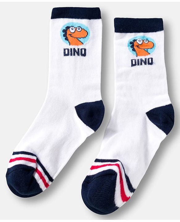 Cute Walk by Babyhug Knit Ankle Length Anti Bacterial Socks With Text Design Pack Of 3 - Navy Blue Aqua & White
