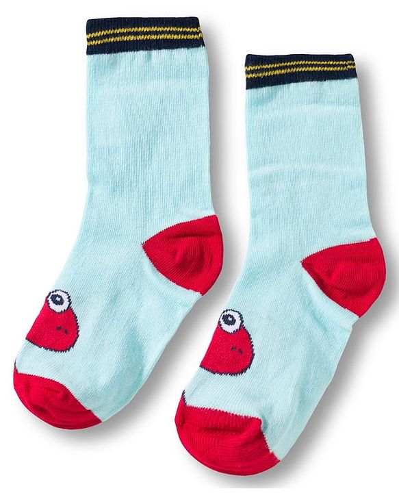 Cute Walk by Babyhug Knit Ankle Length Anti Bacterial Socks With Text Design Pack Of 3 - Navy Blue Aqua & White