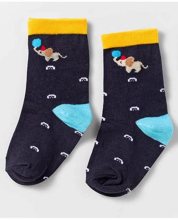 Cute Walk by Babyhug Knit Ankle Length Anti Bacterial Socks With Text Design Pack Of 3 - Navy Blue & White
