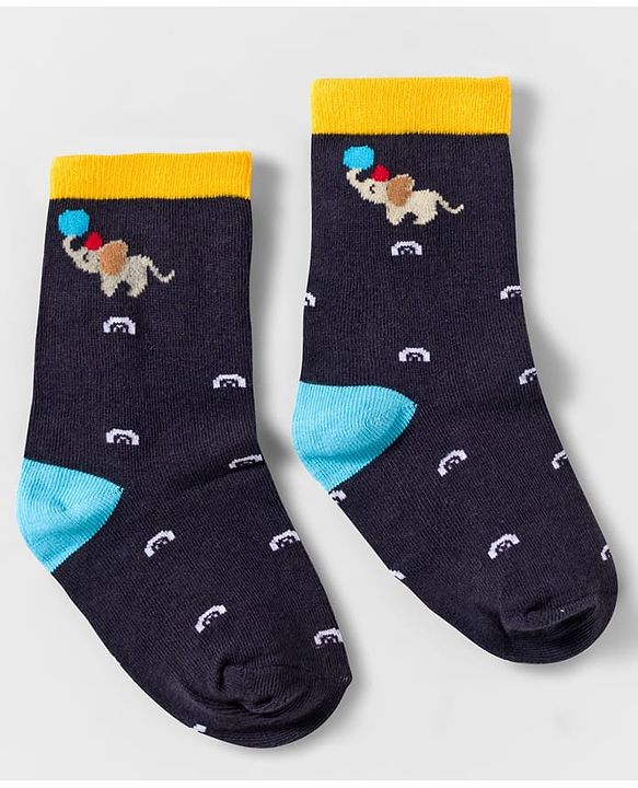 Cute Walk by Babyhug Knit Ankle Length Anti Bacterial Socks With Text Design Pack Of 3 - Navy Blue & White