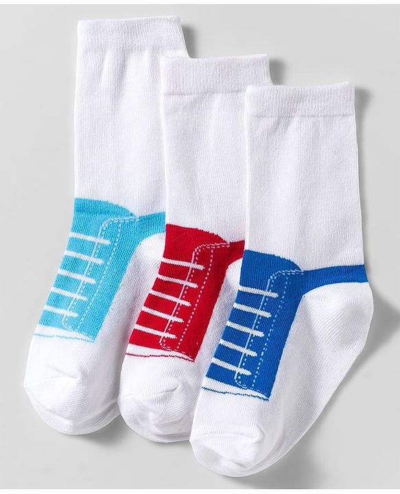 Cute Walk by Babyhug Knit Ankle Length Anti Bacterial Socks With Shoe Design Pack of 3 - Multicolor