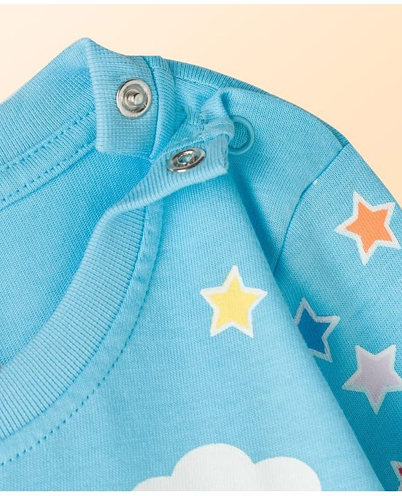 Babyhug Disney Single Jersey Knit Full Length Night Suit With Winnie The Pooh Graphics - Light Blue