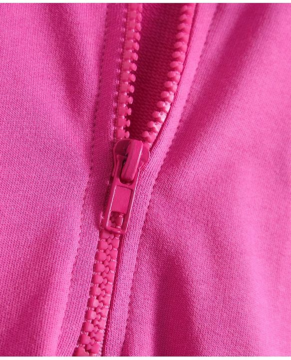 Pine Kids Cotton Knit Full Sleeves Sweatshirt Dress With Text Print - Dark Pink