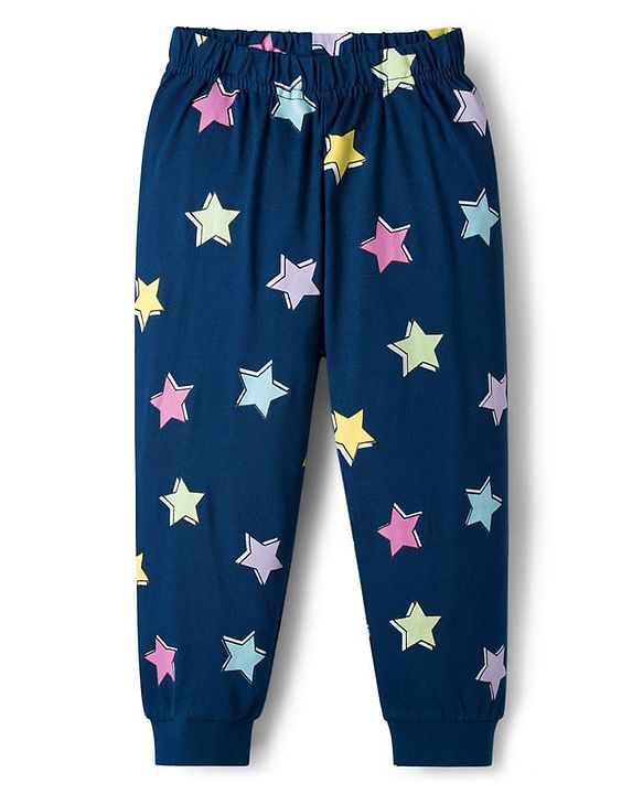 Babyhug Disney Single Jersey Knit Full Sleeves Night Suit With Minnie Mouse & Friends Graphics - Navy Blue
