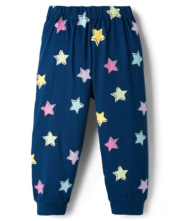 Babyhug Disney Single Jersey Knit Full Sleeves Night Suit With Minnie Mouse & Friends Graphics - Navy Blue