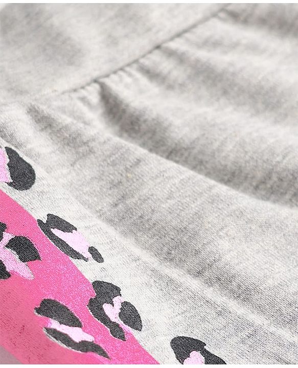 Pine Kids Knit Full Length Leggings with Cheetah Print - Grey
