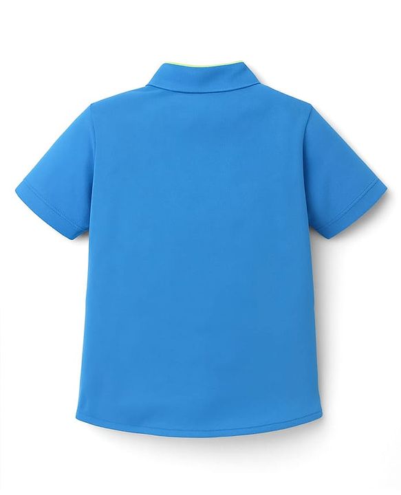 Babyhug Disney Single Jersey Woven Half Sleeves Shirt with Mickey Mouse Graphic - Blue