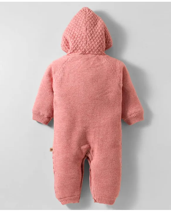 Buy Yellow Apple Knit Full Sleeves Winter Wear Hooded Romper With