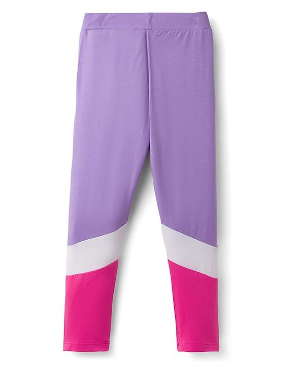 Pine Kids Cotton Lycra Knit Full Length Leggings With Minneapolis Print - Lavender