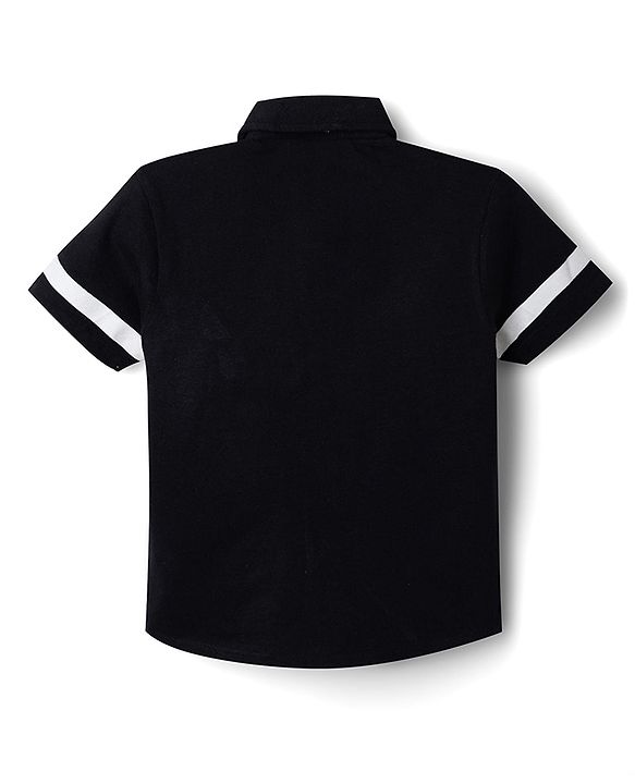 Babyhug Disney Poplin Woven Half Sleeves Shirt With Mickey Mouse Print - Black
