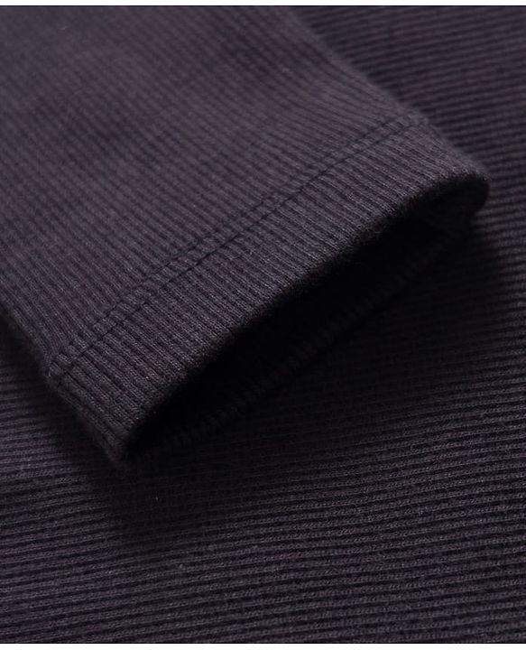 Pine Kids Cotton Lycra Knit Full Sleeves Solid Color High Neck Top - Black