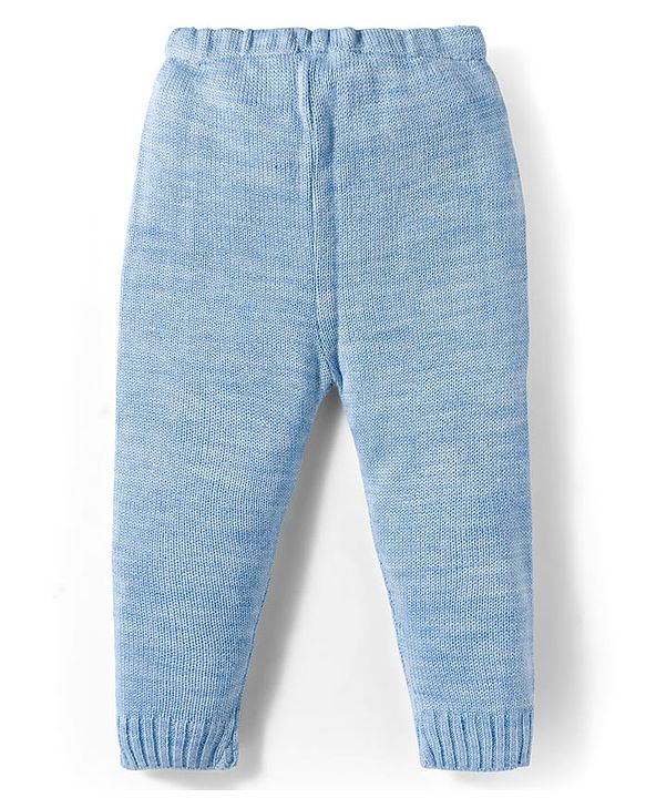 Babyhug Knitted Full Sleeves Sweater Set With Cable Knit Design - Light Blue