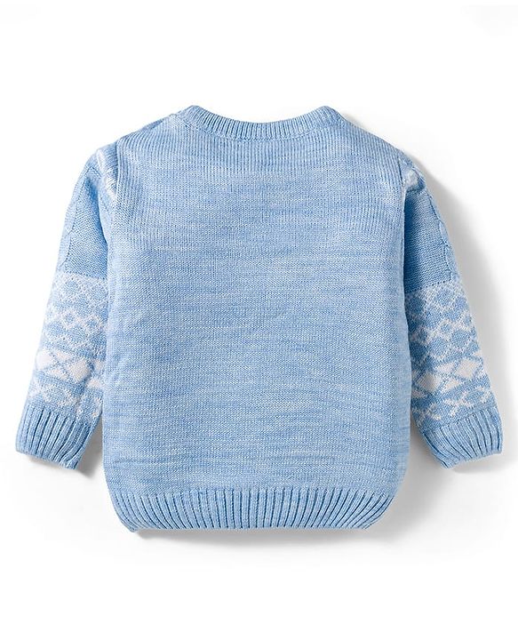 Babyhug Knitted Full Sleeves Sweater Set With Cable Knit Design - Light Blue
