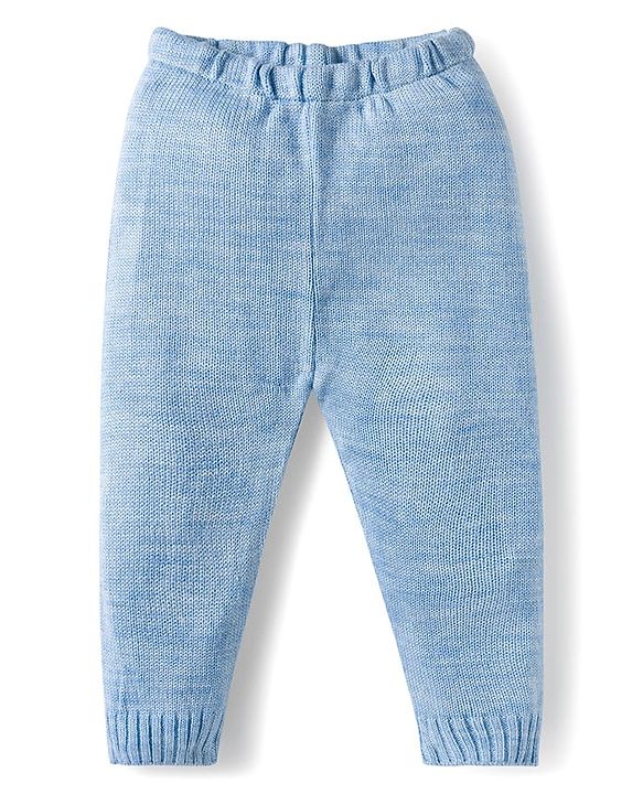 Babyhug Knitted Full Sleeves Sweater Set With Cable Knit Design - Light Blue