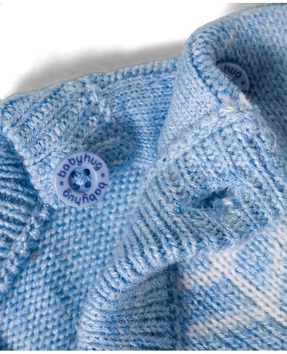 Babyhug Knitted Full Sleeves Sweater Set With Cable Knit Design - Light Blue