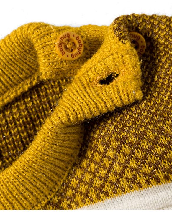 Babyhug Knit Full Sleeves Pullover Sweater Set With Aztec Design - Mustard