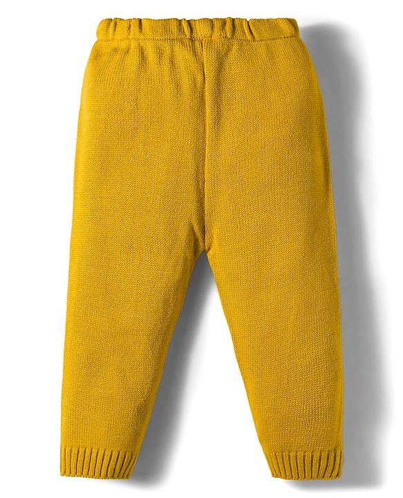 Babyhug Knit Full Sleeves Pullover Sweater Set With Aztec Design - Mustard