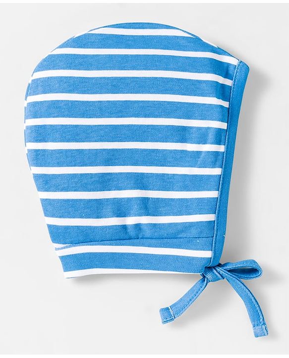 Babyhug 100% Cotton Interlock Knit Caps With Vehicle Print Pack Of 2 Blue & Light Green - Diameter 14.5 cm