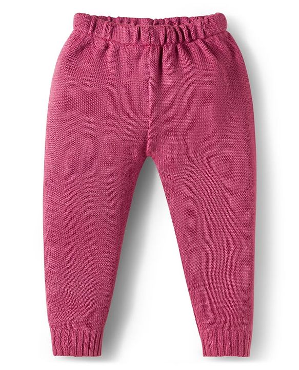 Babyhug Knitted Full Sleeves Sweater Set With Heart Design - Pink