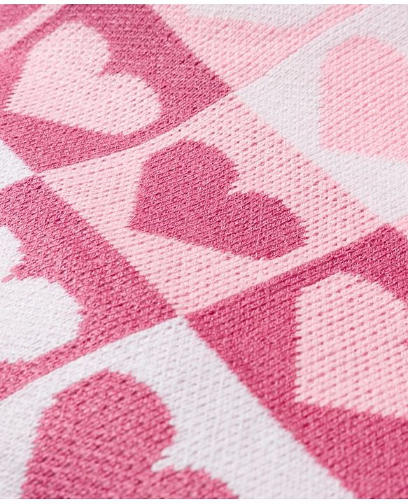 Babyhug Knitted Full Sleeves Sweater Set With Heart Design - Pink