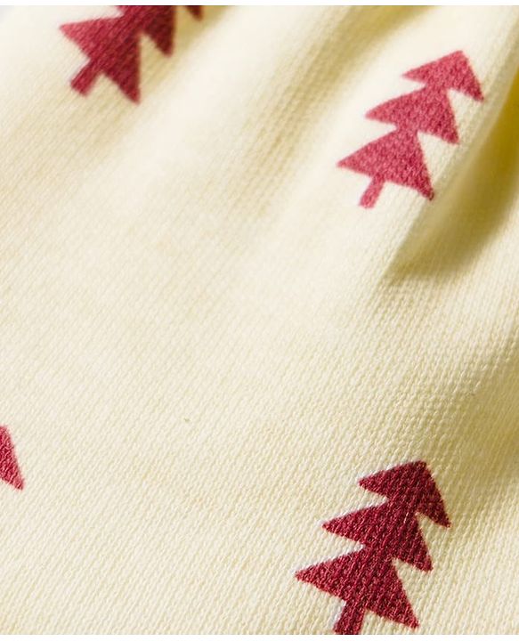 Babyhug 100% Cotton Mittens & Booties Set With Tree Print - Beige