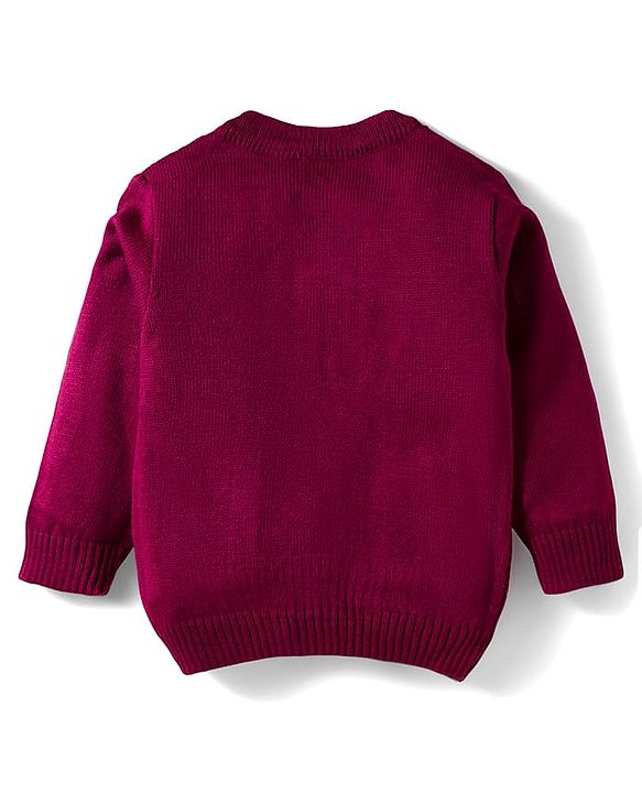 Babyhug Knitted Full Sleeves Pullover Sweater With Cable Knit Design - Wine