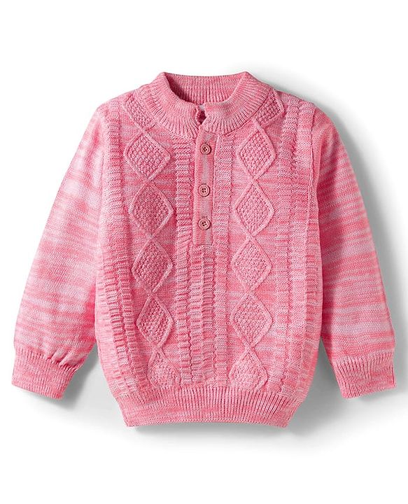 Babyhug Knit Full Sleeves Pullover Sweater with Cable Knit Design - Pink
