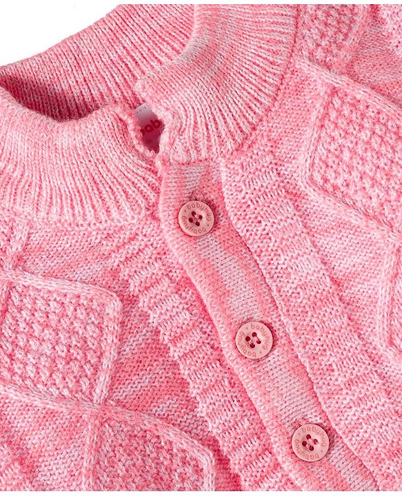 Babyhug Knit Full Sleeves Pullover Sweater with Cable Knit Design - Pink