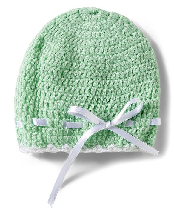 Babyhug Hand Knit Woollen Cap Mitten & Booties Set with Bow Applique Sea Green - Diameter 10 cm