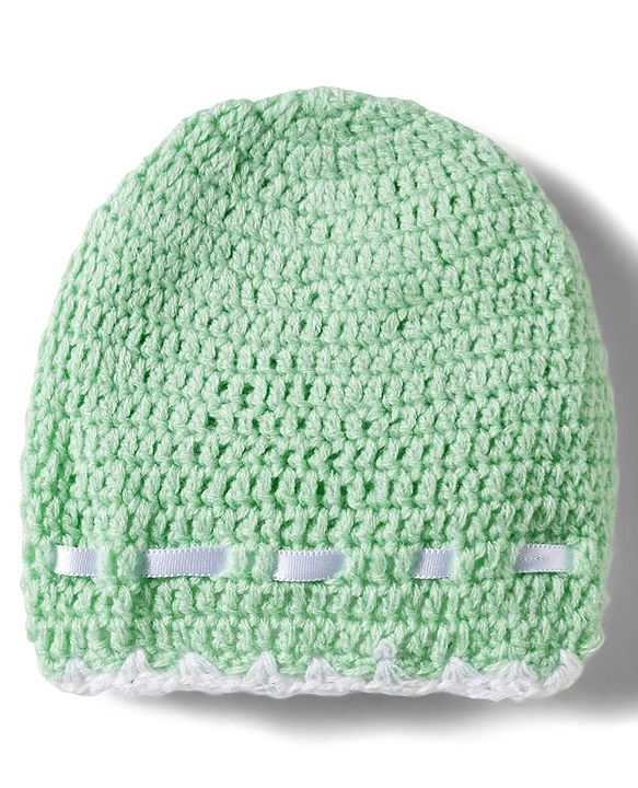 Babyhug Hand Knit Woollen Cap Mitten & Booties Set with Bow Applique Sea Green - Diameter 10 cm