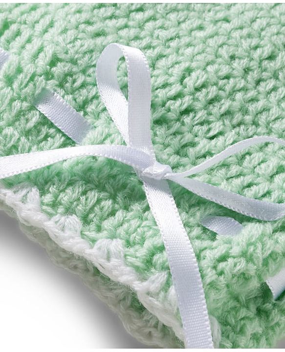 Babyhug Hand Knit Woollen Cap Mitten & Booties Set with Bow Applique Sea Green - Diameter 10 cm