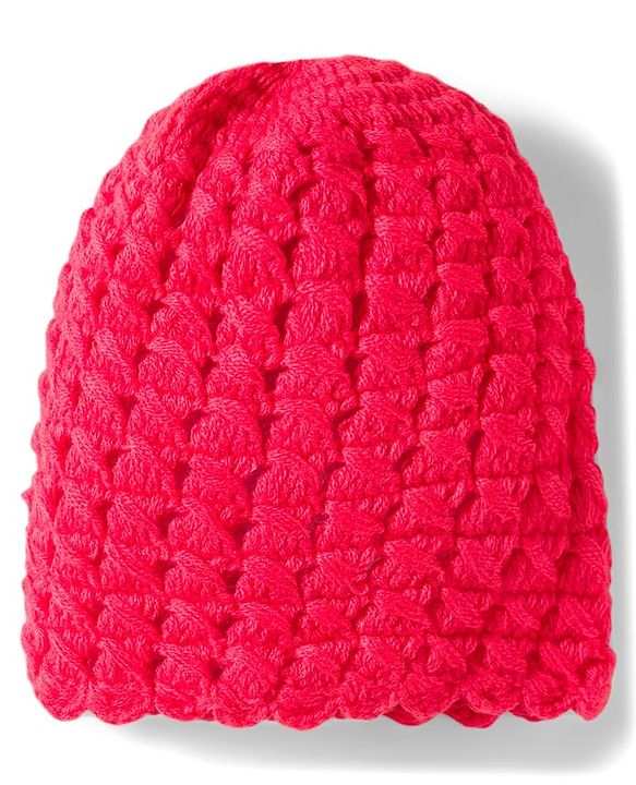 Babyhug Hand Knit Woollen Cap with Floral Embroidery Red - Diameter 12 cm