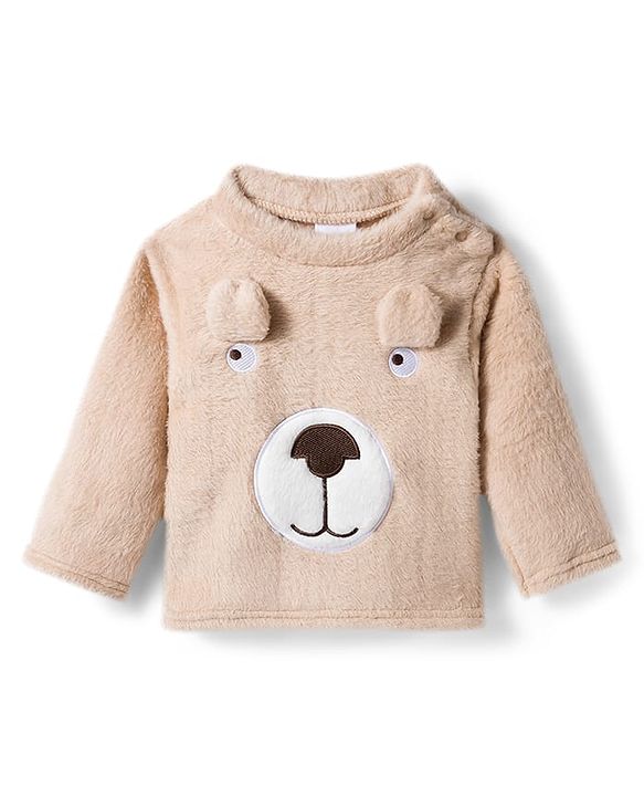 Babyhug Cotton Knit Full Sleeves Night Suit With Animal Applique - Peach
