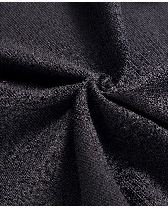 Pine Kids Cotton Knit Half Puffed Sleeves Solid Color Top - Black