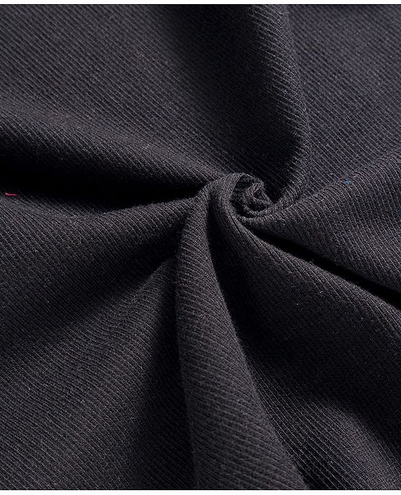 Pine Kids Cotton Knit Half Puffed Sleeves Solid Color Top - Black