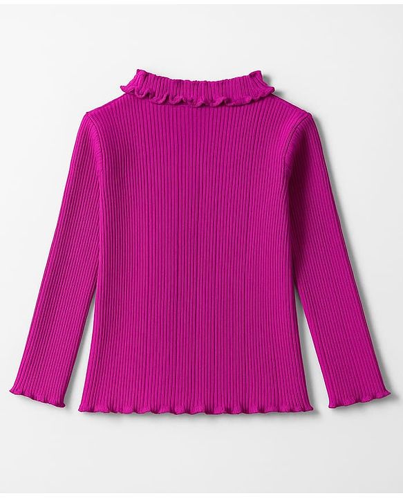 Babyhug Single Jersey Knit Full Sleeves Turtle Neck Winter T-Shirt with Cherry Embroidery - Violet