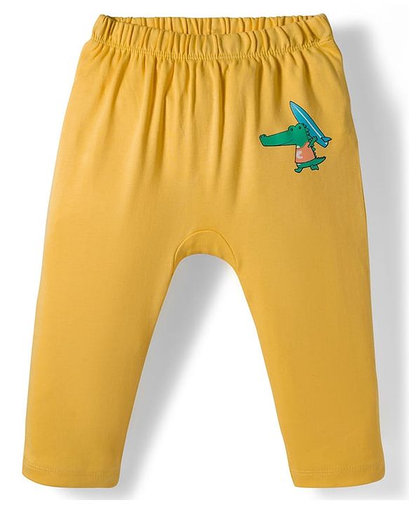 Babyhug Cotton Knit Full Length Diaper Pant With Stipes & Vehicle Print Pack Of 3 - Light Blue Yellow & Aqua