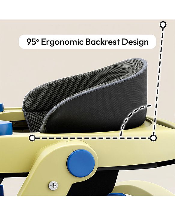Babyhug 2 in 1 Baby Walker with Anti Fall Protection & Adjustable Height-Blue| Push Walker| Rear Wheels with Speed Control| Soft Padded Seat| Smooth Swivel Wheels| Musical Toy Tray with Engaging Toys