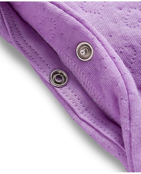 Babyhug Cotton Knit Full Sleeves Front Open Winter Wear Quilted Romper with Heart & Bunny Detailing - Lavender