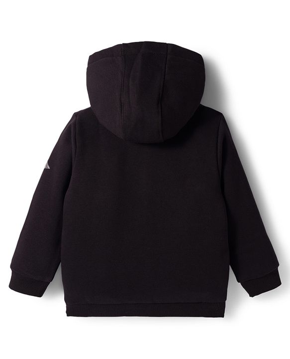 Babyhug Fleece Knit Full Sleeves Hooded Sweatjacket With Rhinestone Detailing - Black