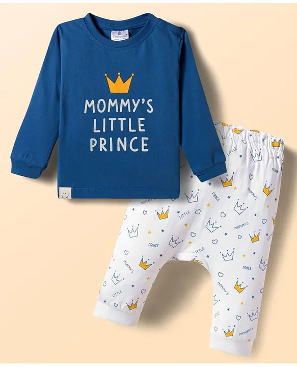 Buy First Smile Sinker Knit Full Sleeves T-Shirt & Diaper Pants