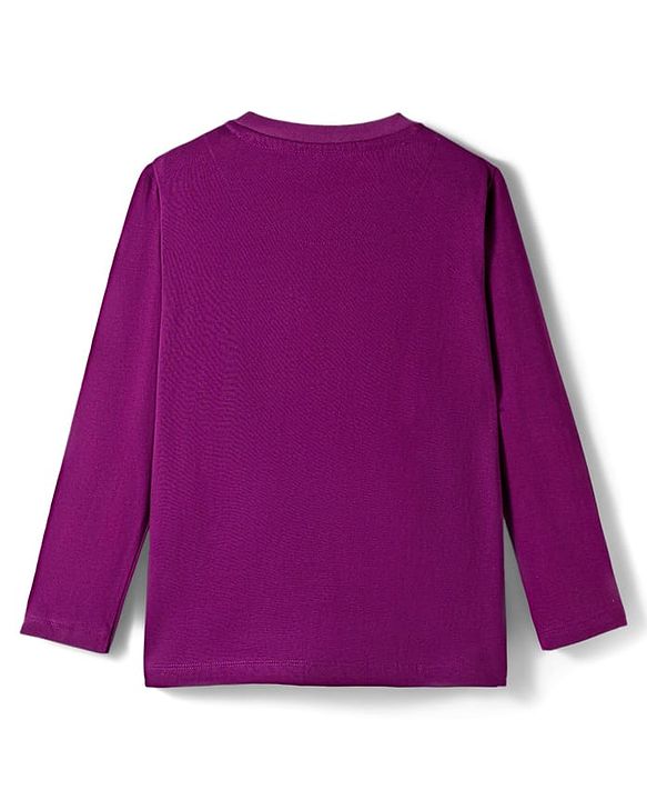 Pine Kids Single Jersey Knit Full Sleeves With Bed Time Explore Text Print - Purple