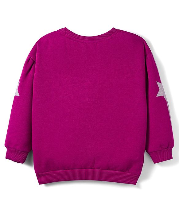 Babyhug Fleece Knit Full Sleeves Premium Heavy Gauge Warm Fleece Fabric Sweatshirt With Smile Print - Purple