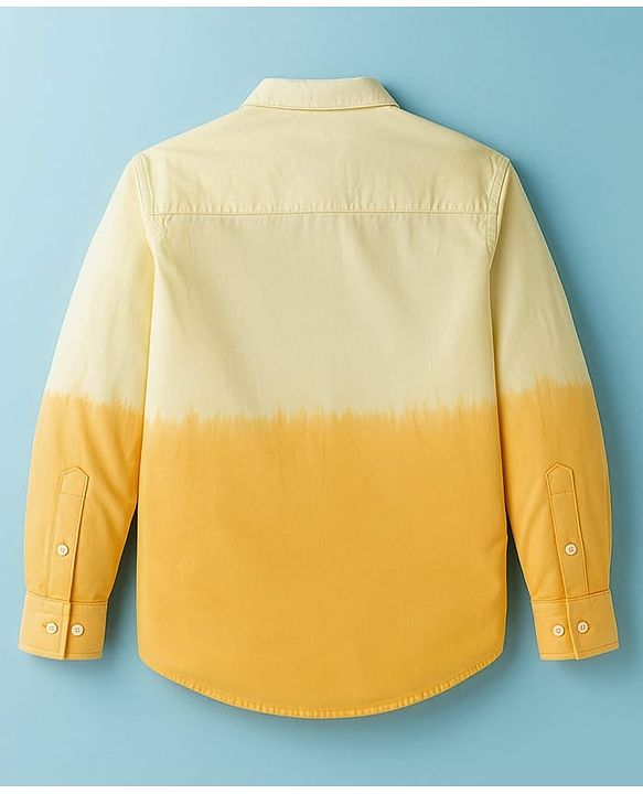 Pine Kids Cotton Woven Full Sleeves Mandarin Collar  Ombre Shirt - Yellow