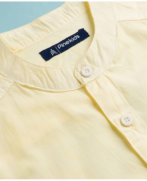 Pine Kids Cotton Woven Full Sleeves Mandarin Collar  Ombre Shirt - Yellow