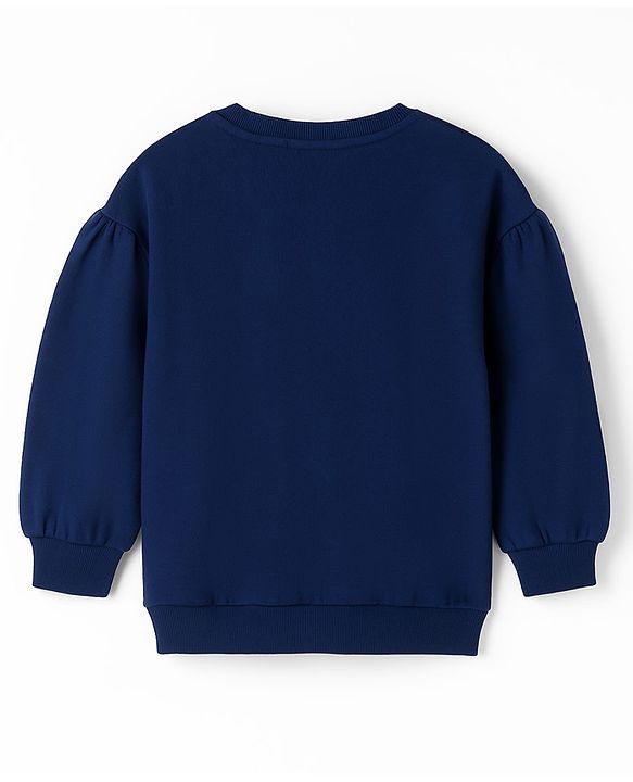 Babyhug Terry Knit Full Sleeves Sweatshirt With Love Embroidery - Navy Blue