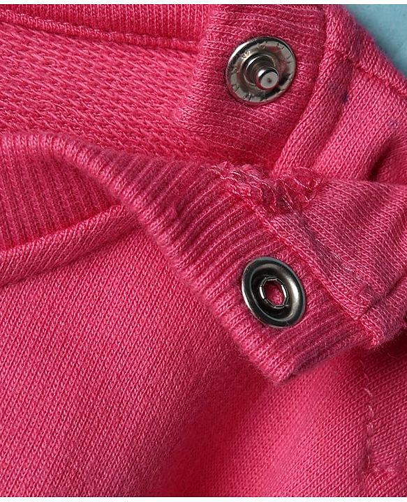 Babyhug Terry Knit Full Sleeves Cut & Sew Sweatshirt with Text Graphic - Pink & White