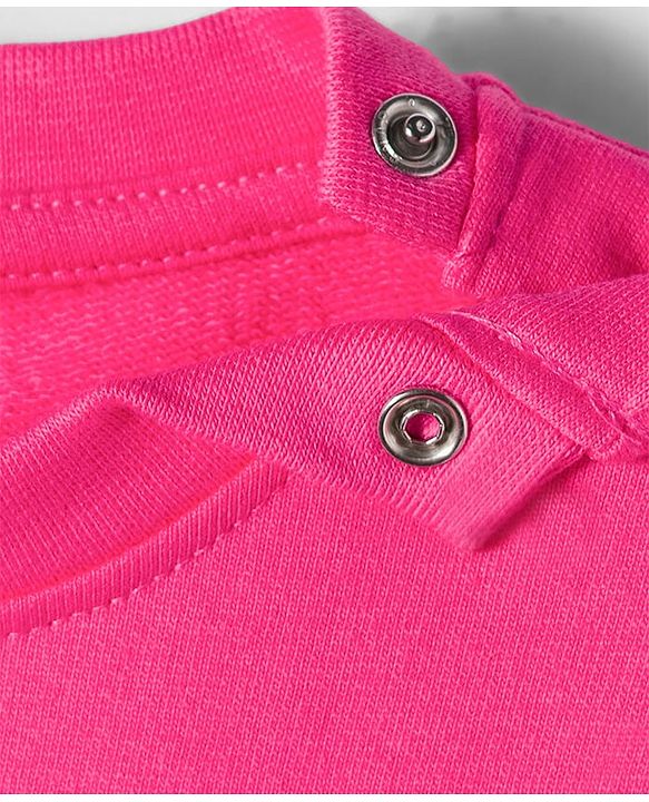 Babyhug Terry Knit Full Sleeves Sweatshirt with Bear Embroidery - Pink