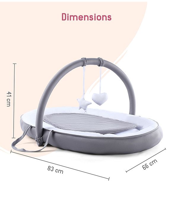 Babyhug 2-in-1 Premium Snuggle Nest with Mosquito Net & Diaper Changing Mat  White & Grey| for 012 Months Babies| Soft Breathable Fabric| Portable Baby Bed| New Born Gifting Option